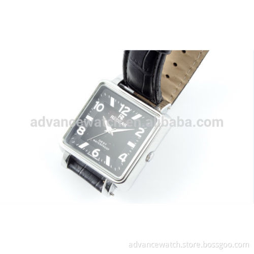 Unique Leather Band Square Dial Quartz Wrist Watch